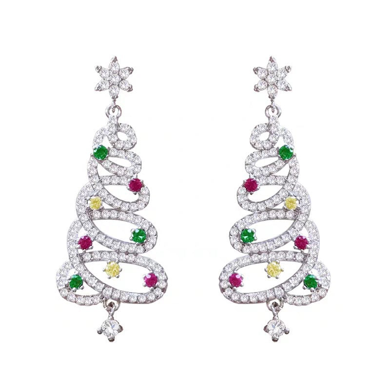 Christmas Tree Rhinestone Earrings Value Destination