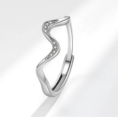 Water Wave Silver Ring in Fashion Design Value Destination