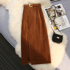 High Waist A-Line Corduroy Skirt for Women Value Destination