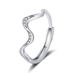 Water Wave Silver Ring in Fashion Design Value Destination