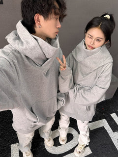 Loose High Collar Fleece Lined Hoodie Value Destination