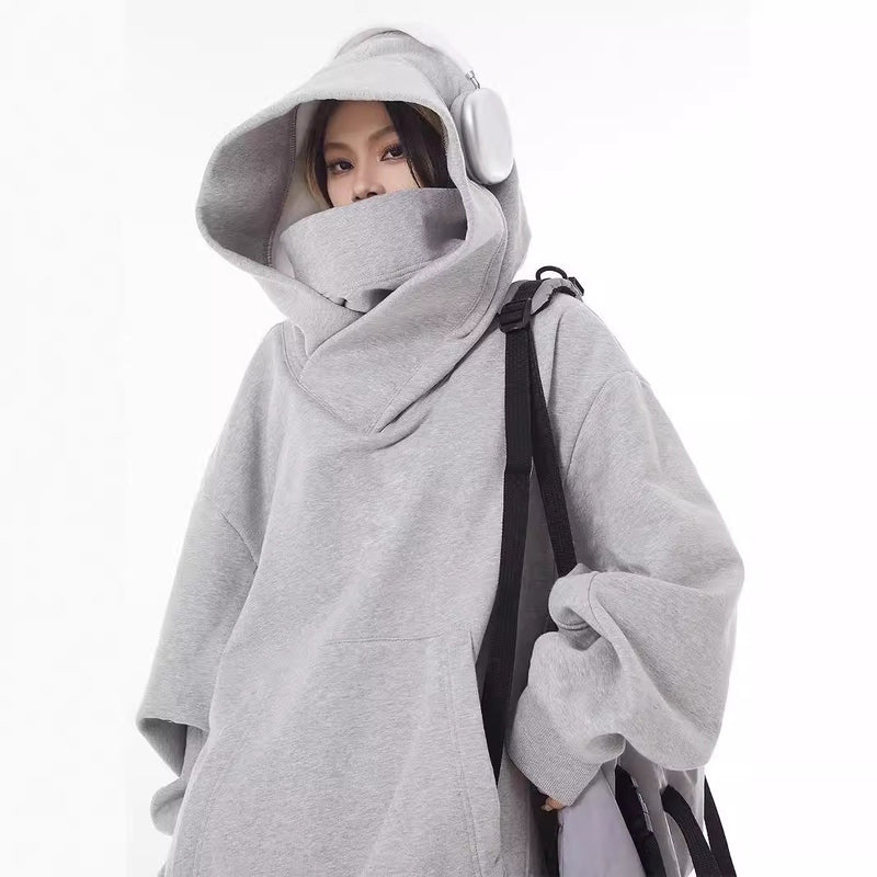 Loose High Collar Fleece Lined Hoodie Value Destination