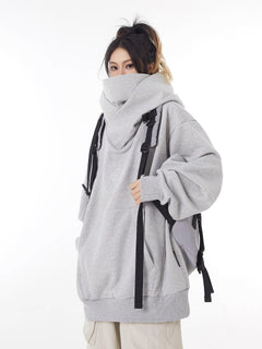 Loose High Collar Fleece Lined Hoodie Value Destination