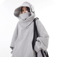 Loose High Collar Fleece Lined Hoodie Value Destination