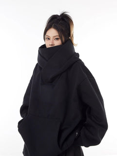 Loose High Collar Fleece Lined Hoodie Value Destination
